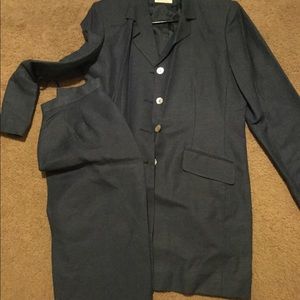 Navy Linen Skirt Suit